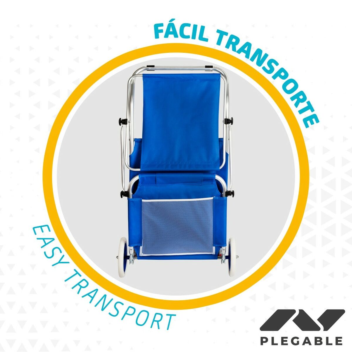 Chaise Transat Pliable de Camping Aktive Bleu 62 x 62 x 117 cm Chariot pliant Auvent (2 Unités)