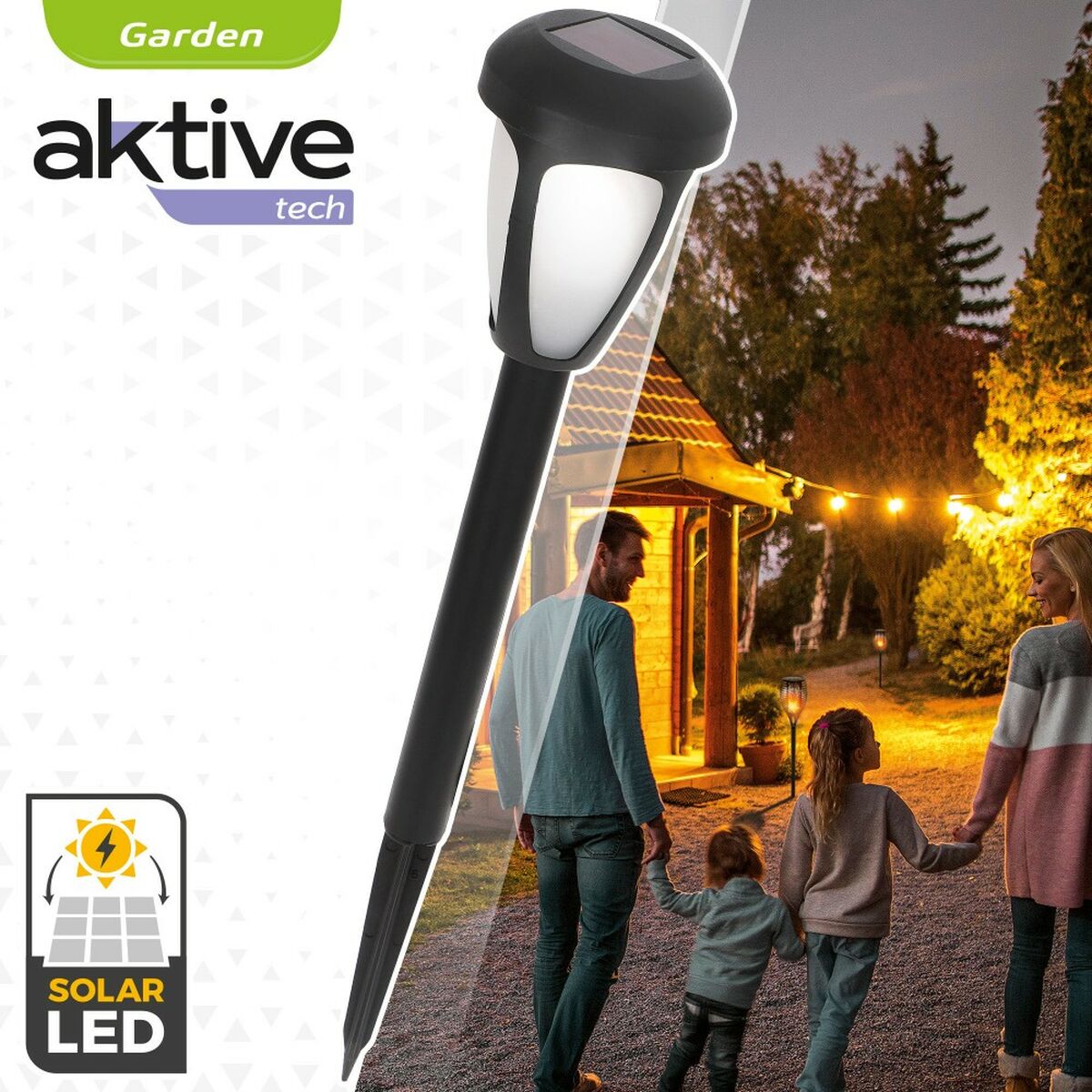 Set de bornes de jardin solaires Aktive 12 Pièces Plastique 7 x 37 x 7 cm (24 Unités)