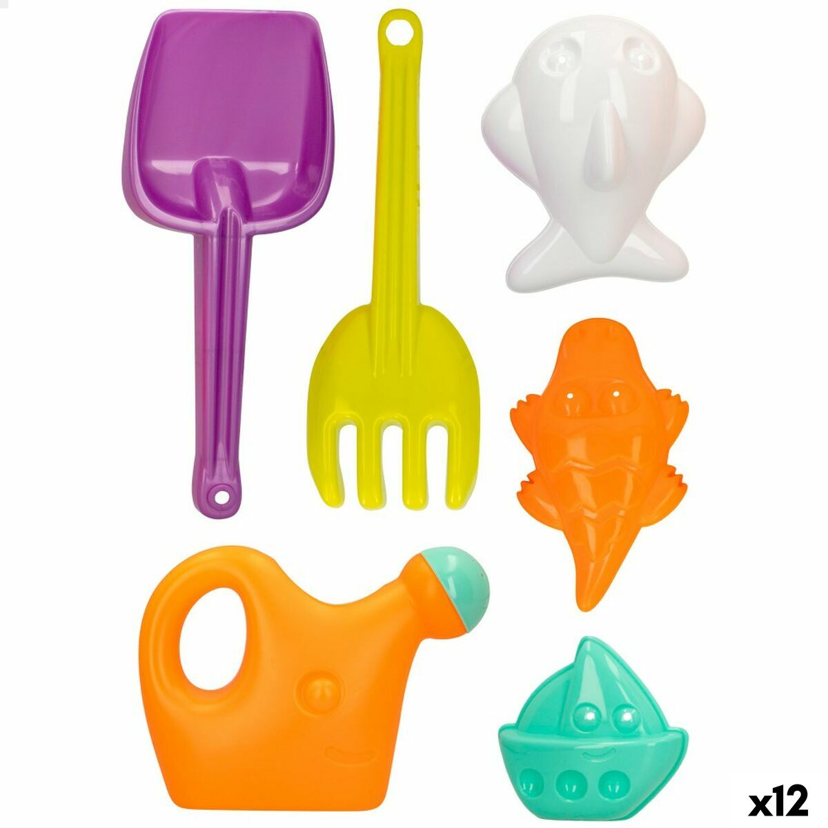Set de jouets de plage Colorbaby 6 Pièces 27 cm (12 Unités)
