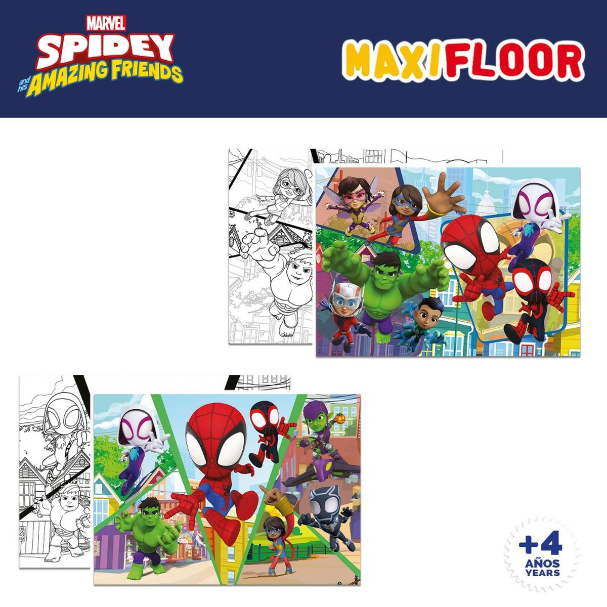 Set de 4 Puzzles Spidey 35 x 1,5 x 25 cm 48 Pièces (6 Unités)