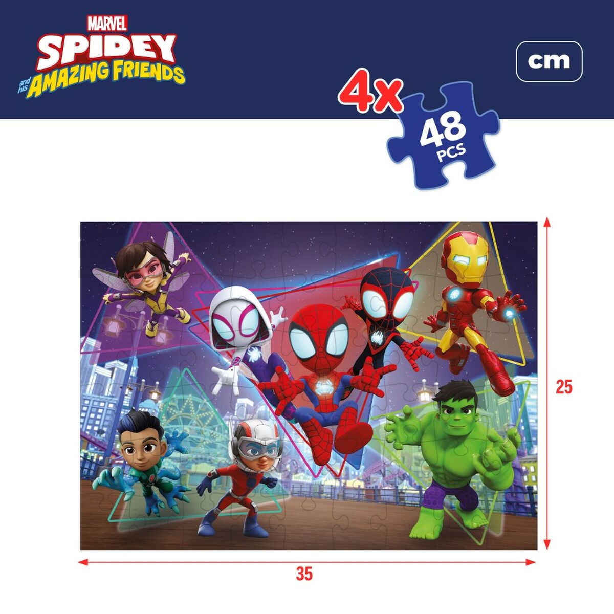 Set de 4 Puzzles Spidey 35 x 1,5 x 25 cm 48 Pièces (6 Unités)
