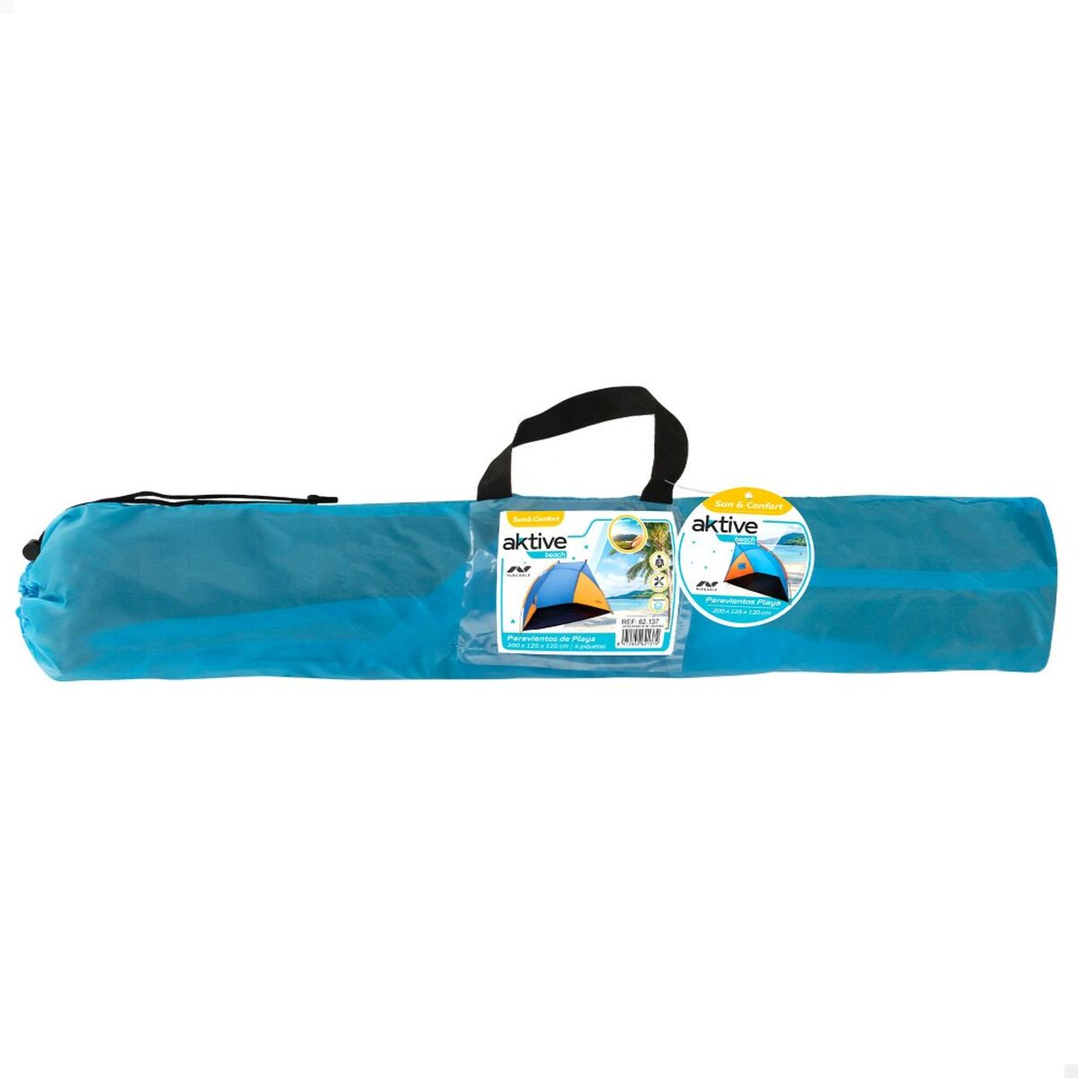 pare-vent de plage Aktive 200 x 120 x 125 cm Bleu Orange (4 Unités)