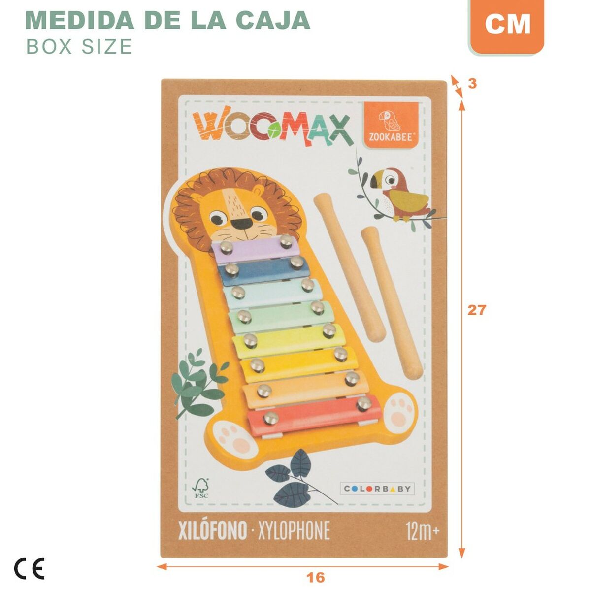 Xylophone Woomax Lion Bois 16 x 2,5 x 26 cm (6 Unités)