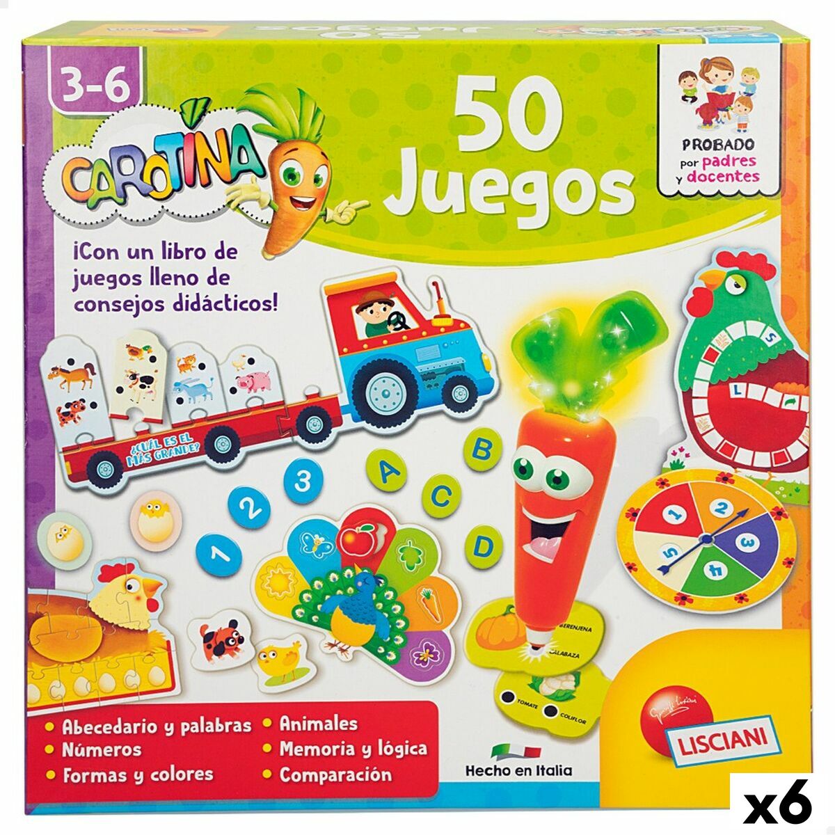Jouet Educatif Lisciani Giochi Carotina Baby 50 Juegos 4,5 x 14,5 x 3,5 cm Électronique (6 Unités)