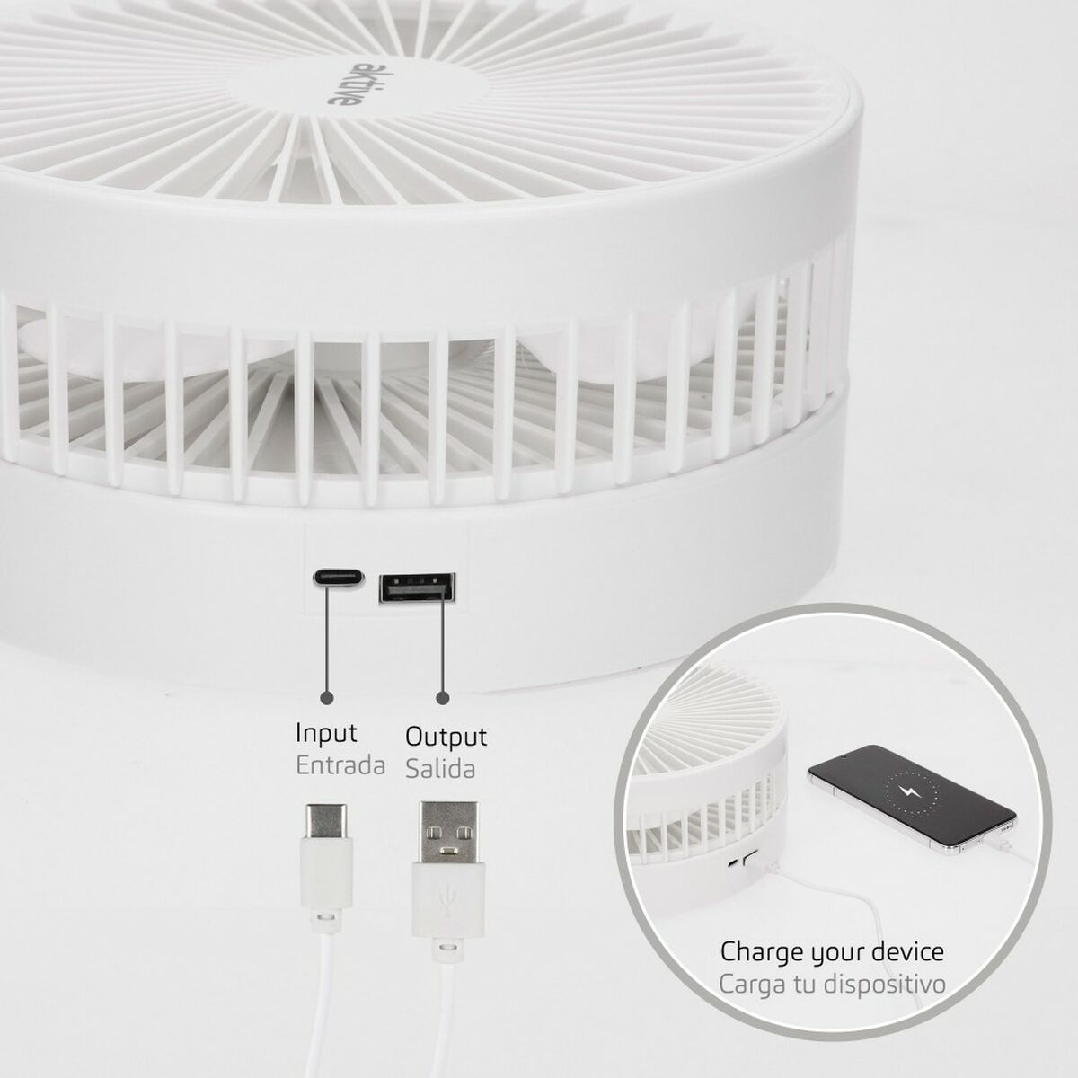 Ventilateur Portable Pliable Aktive Rechargeable (4 Unités)