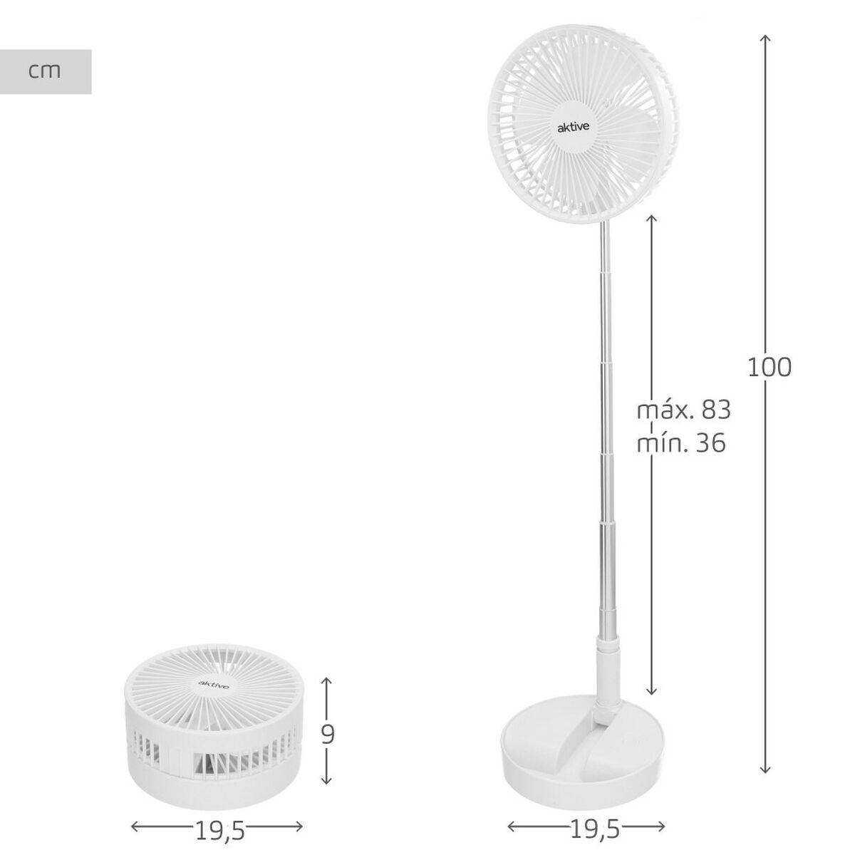 Ventilateur Portable Pliable Aktive Rechargeable (4 Unités)