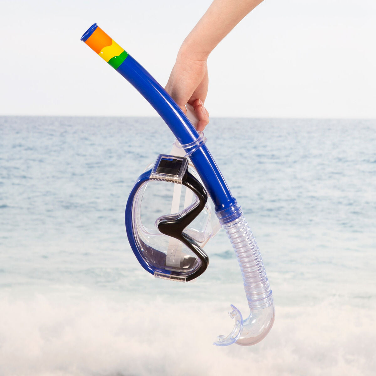 Masque de Plongée avec Tube AquaSport Bleu (6 Unités)