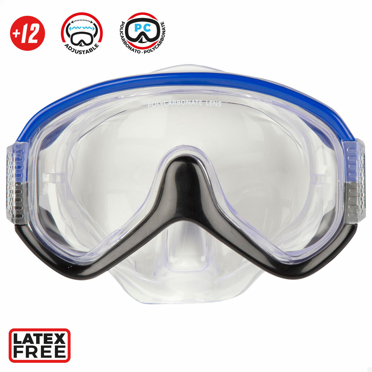 Masque de Plongée avec Tube AquaSport Bleu (6 Unités)