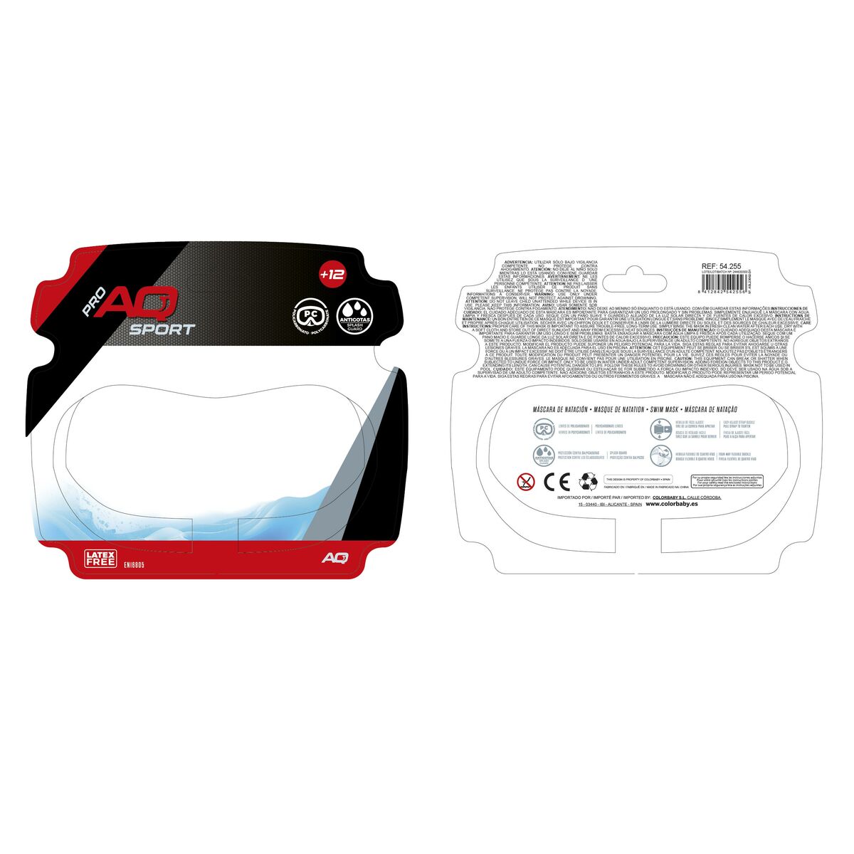 Masque de plongée AquaSport Noir (6 Unités)