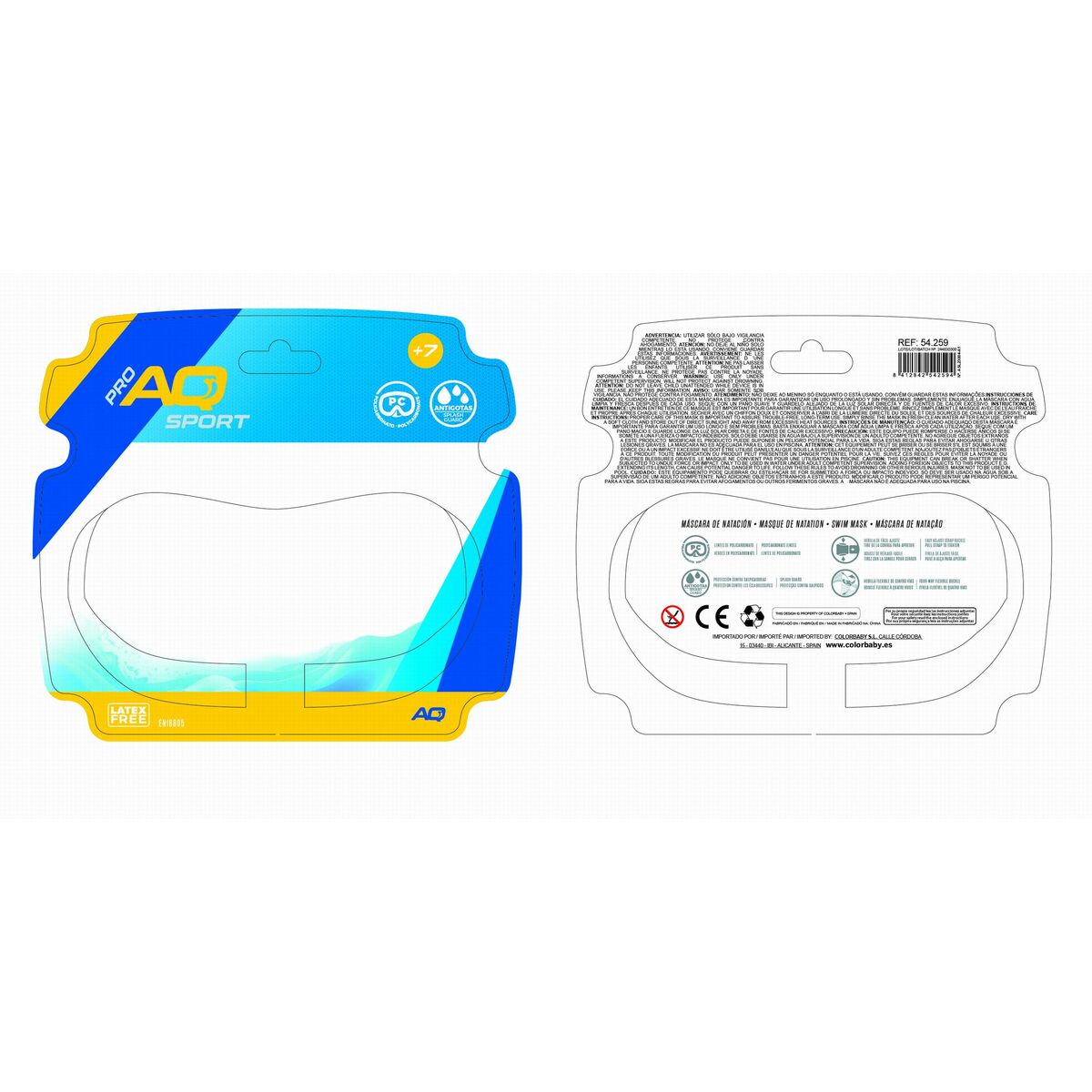 Masque de plongée AquaSport Bleu (6 Unités)