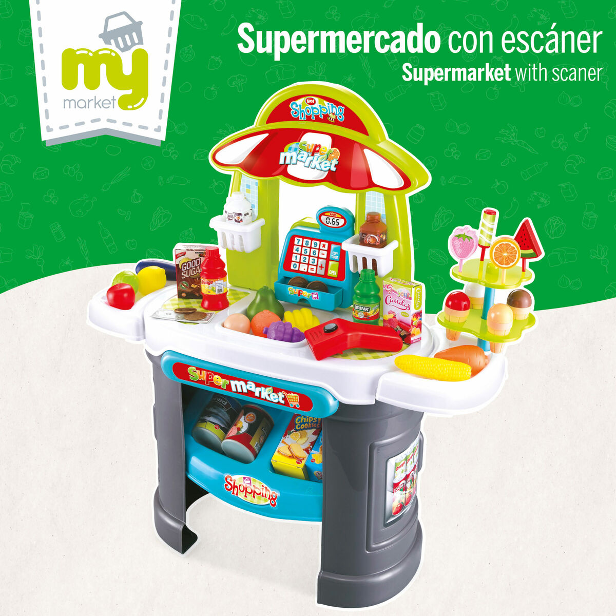 Supermarché de jouets 66 x 68 x 25 cm 2 Unités