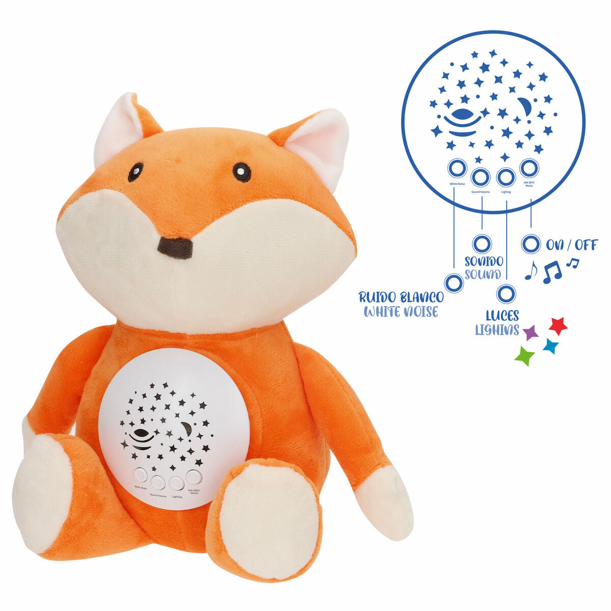 Peluche Projecteur LED Colorbaby Tissu Peluche Plastique 25 x 27 x 13 cm (4 Unités)