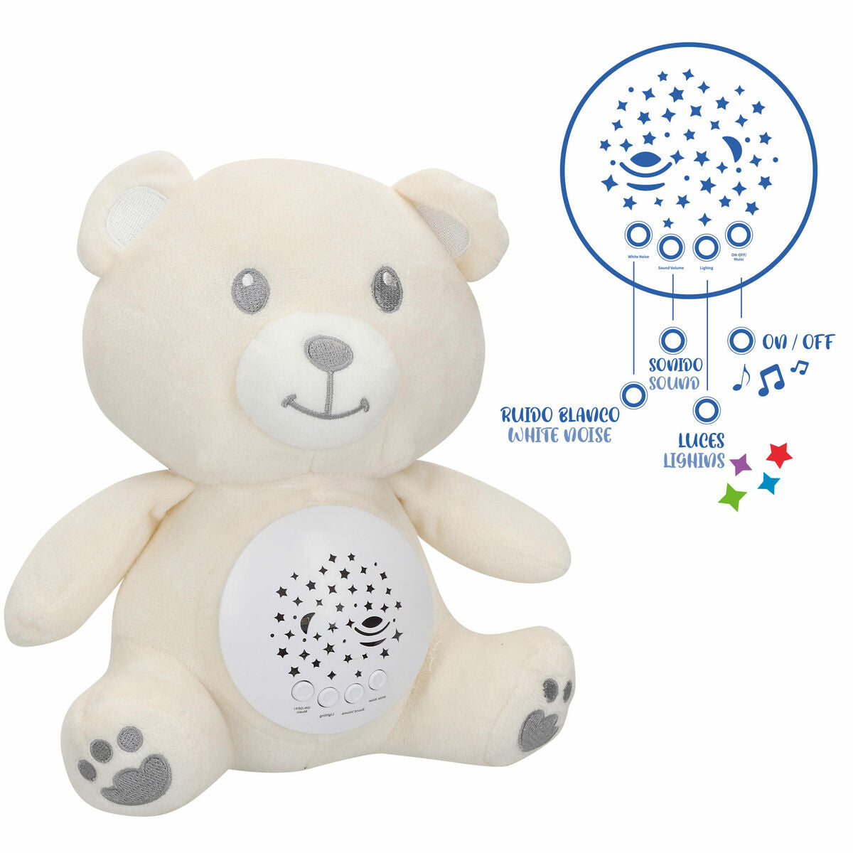 Peluche Projecteur LED Colorbaby Tissu Peluche Plastique 20 x 25 x 12 cm (4 Unités)