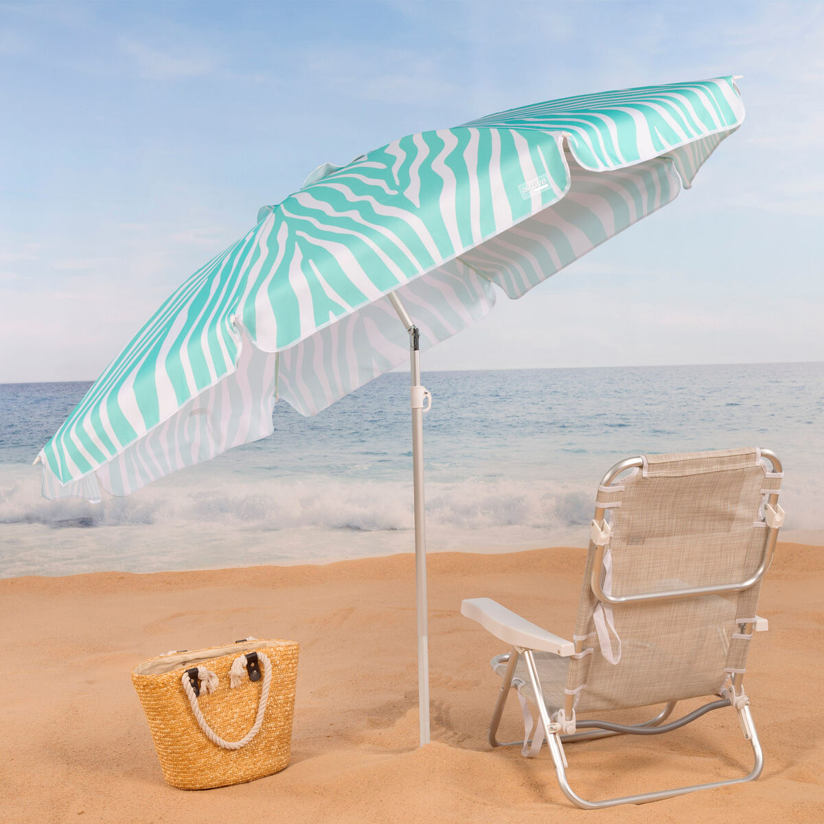 Parasol de plage Aktive Bleu 200 x 195 x 200 cm (6 Unités)