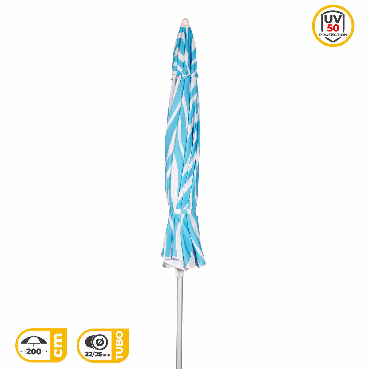 Parasol de plage Aktive Bleu 200 x 195 x 200 cm (6 Unités)