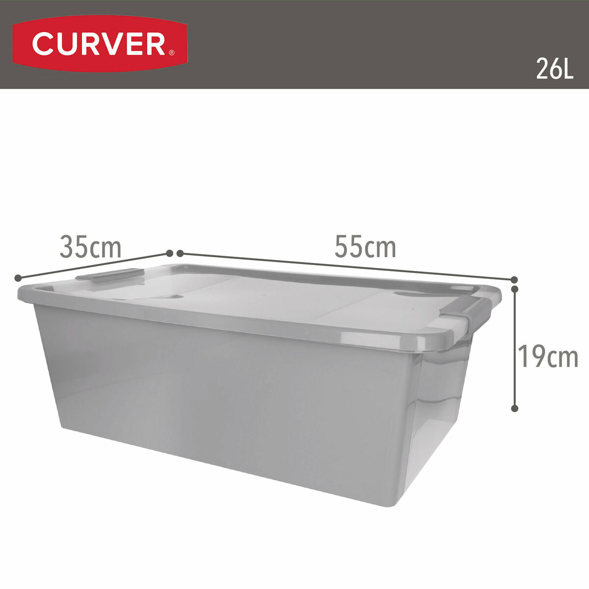 Boîte de rangement Curver Gris Plastique 26 L 55 x 19 x 35 cm (7 Unités)