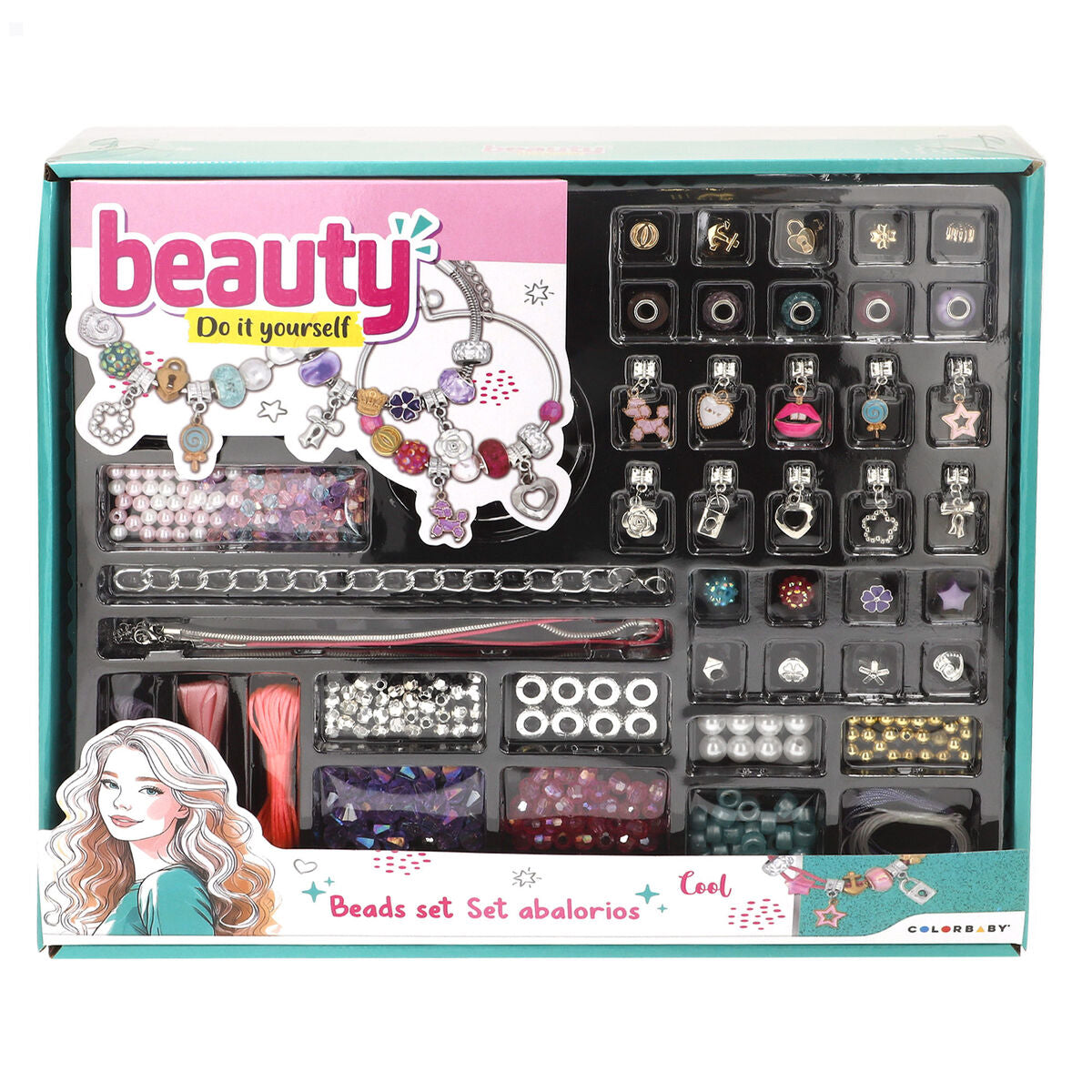 Kit de création de bracelets et colliers Colorbaby 6,5 X 0,1 X 6,5 CM (6 Unités)