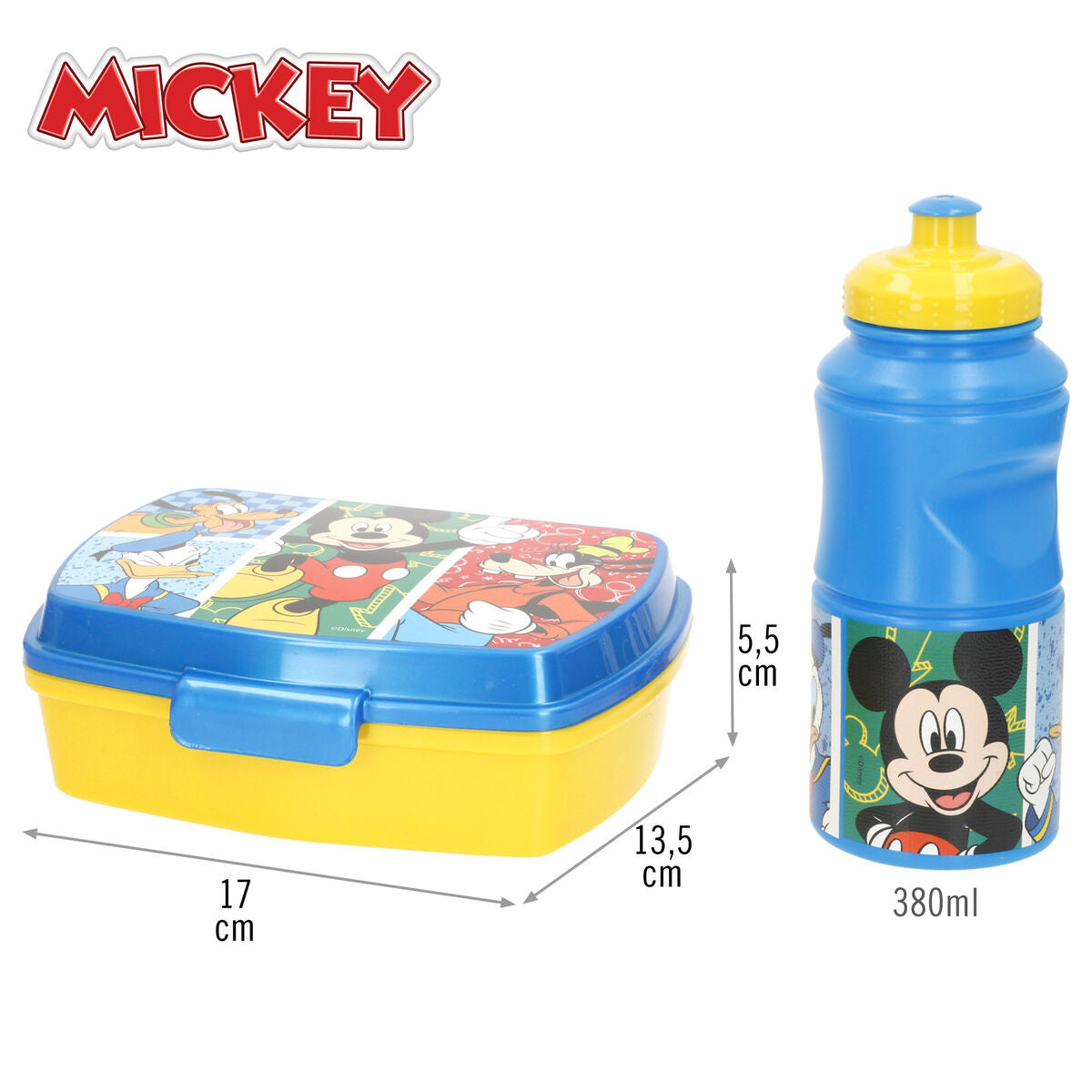 Sac à goûter avec accessoires Mickey Mouse Plastique 380 ml 17 x 5,5 x 13,5 cm (6 Unités)