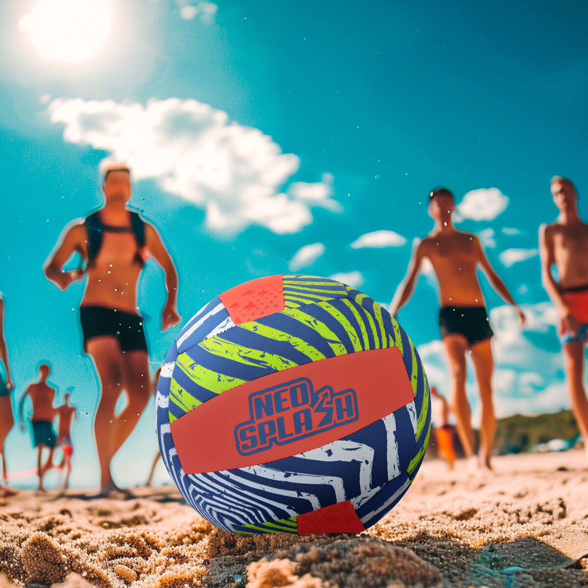 Ballon de Volleyball Aktive Neo Splash Jaune Bleu Orange Néoprène (24 Unités)