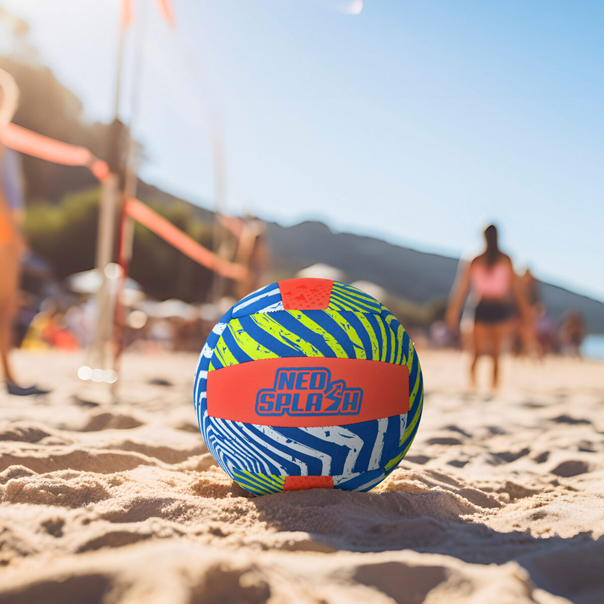 Ballon de Volleyball Aktive Neo Splash Jaune Bleu Orange Néoprène (24 Unités)