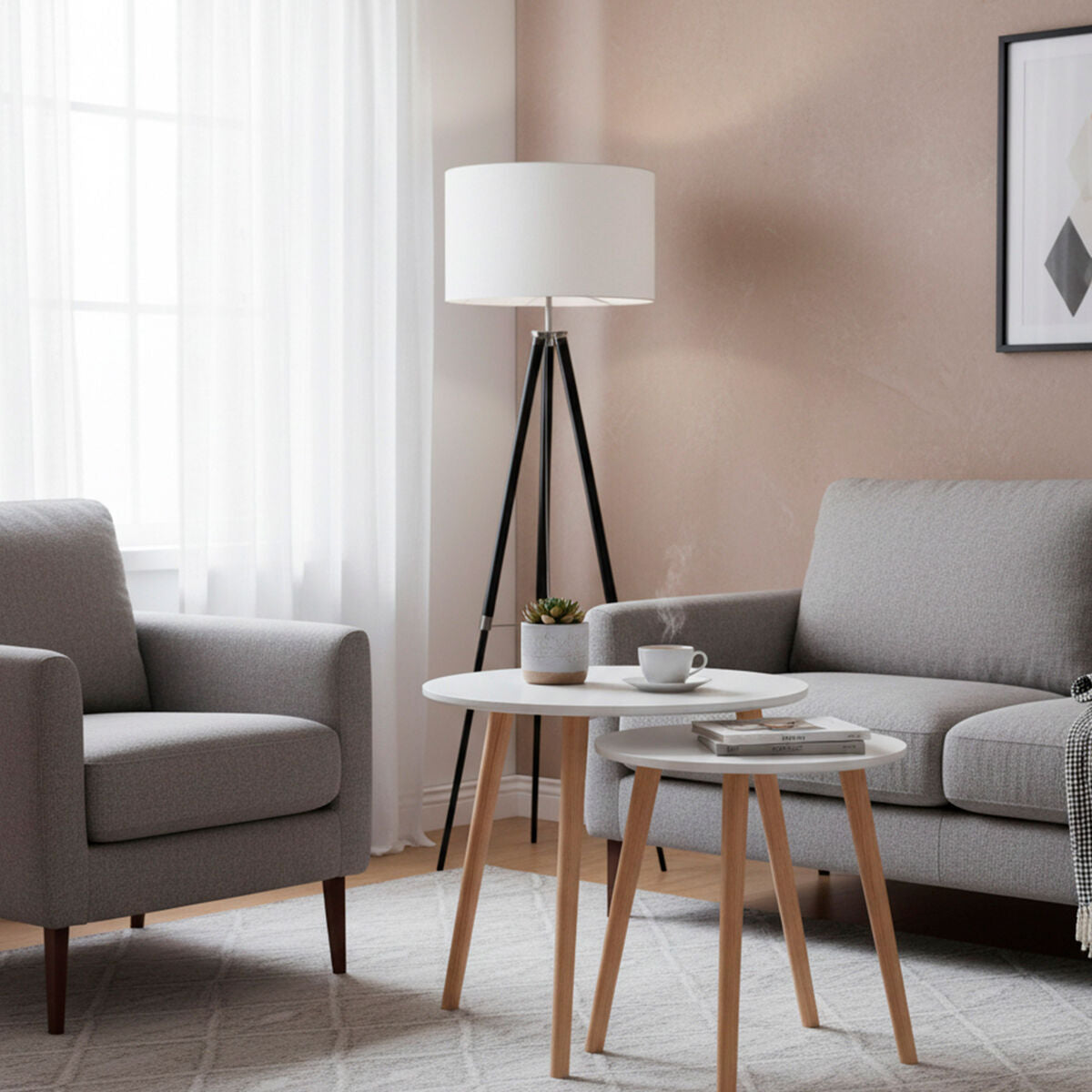 Jeu de 2 tables Max Home Blanc 50 x 50 x 50 cm (2 Unités)