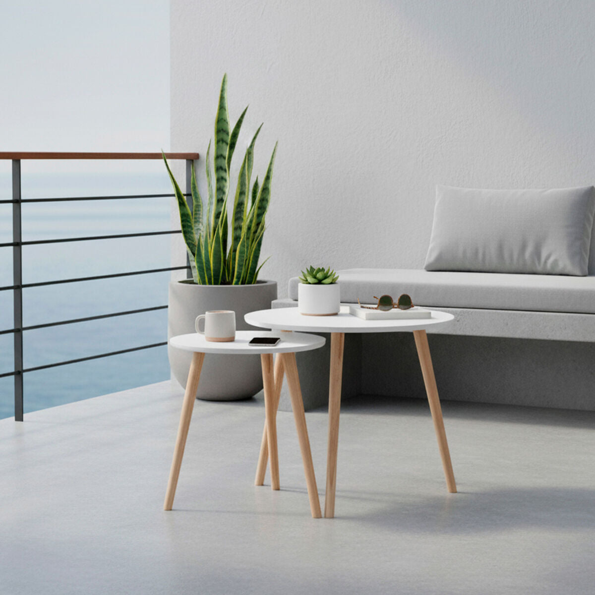 Jeu de 2 tables Max Home Blanc 50 x 50 x 50 cm (2 Unités)