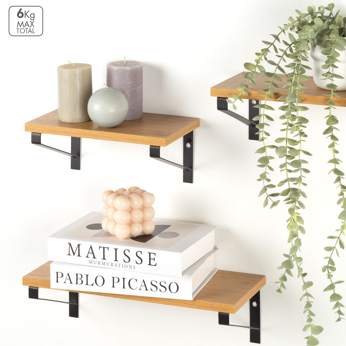 Etagères Max Home Fer Bois MDF 42 X 12 X 16 CM (4 Unités)