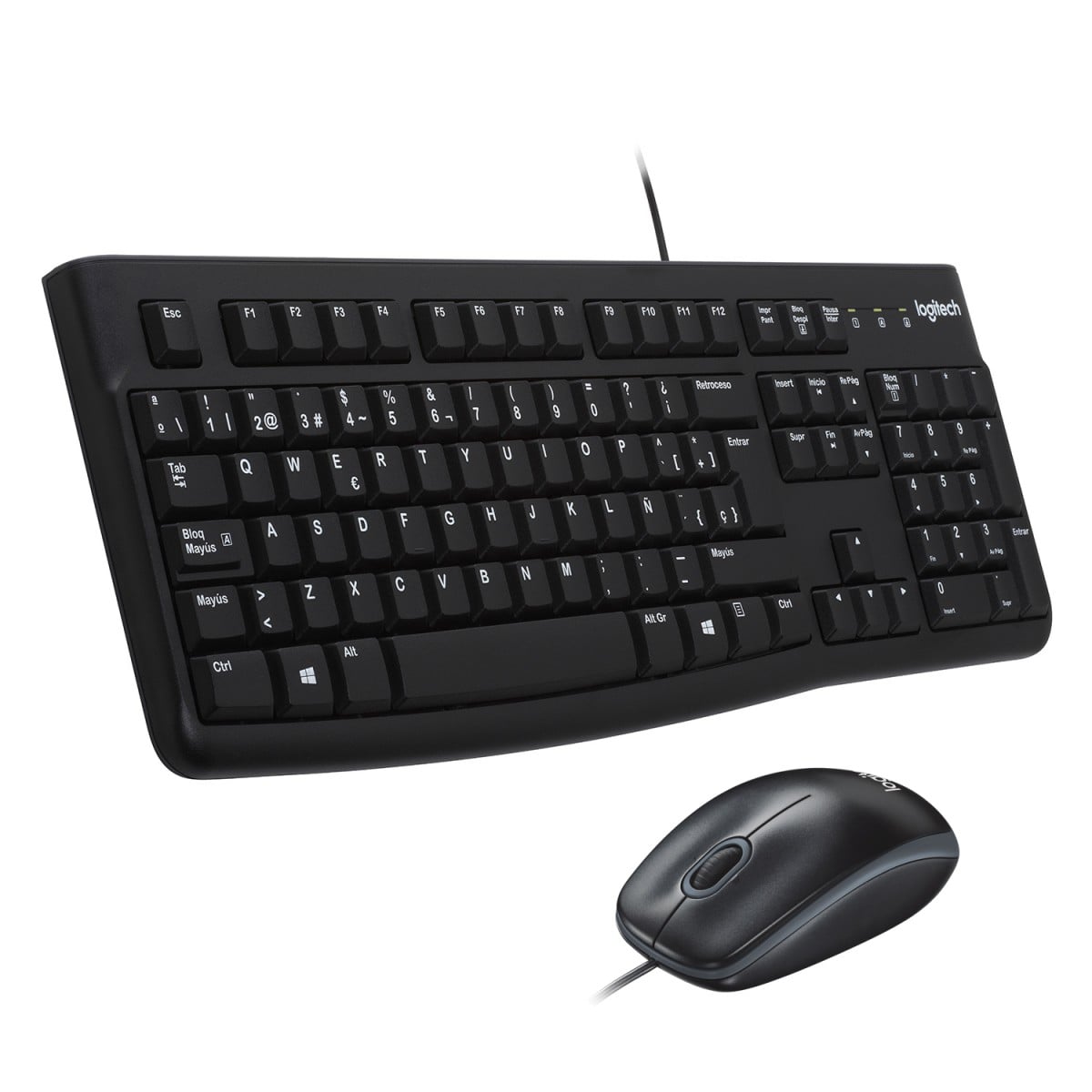 Logitech MK120 clavier Souris incluse USB QWERTY Espagnole Noir - Déstockage - Neuf - Emballage d'origine légèrement endommagé