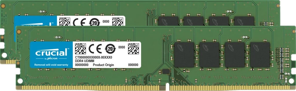 32GB Kit2x16GB DDR4-3200 UDIMM Crucial - Déstockage - Neuf - Emballage d'origine légèrement endommagé