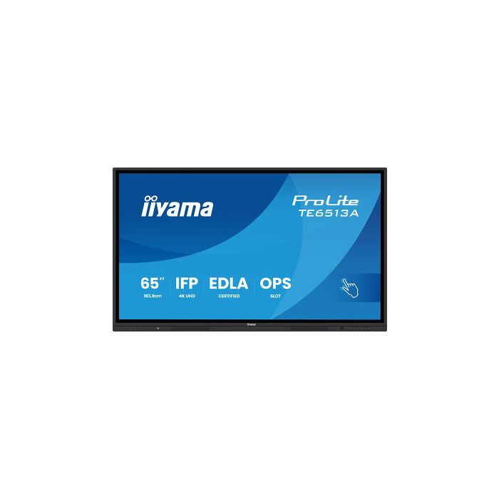 iiyama TE6513A-B1AG Panneau Plat Interactif IFP 65" IPS 4K IR 40 points 450cd Android 14 Google EDLA 2x20W WiFi VESA