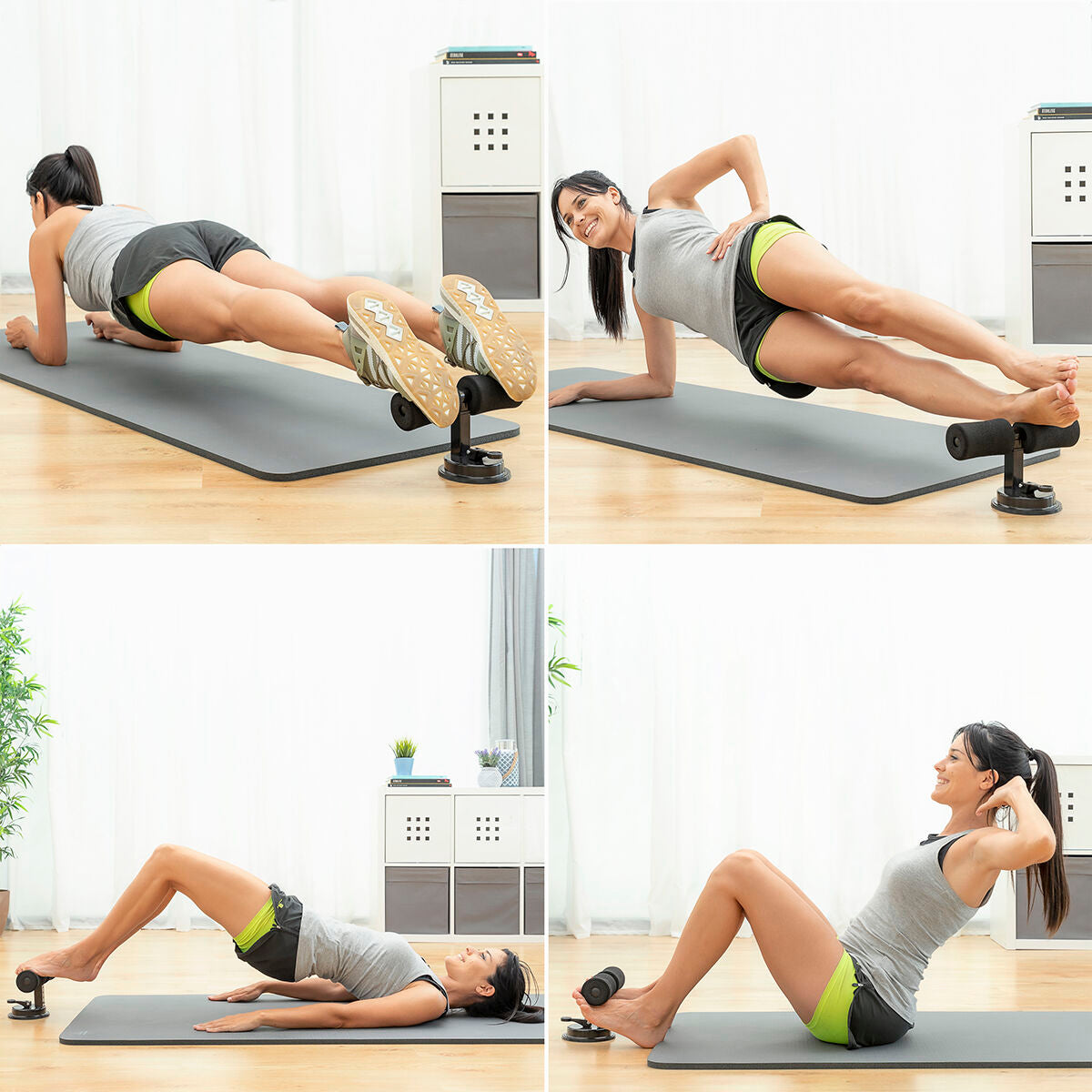 Barre de Maintien pour Abdominaux avec Fixation Ventouse et Guide d’Exercices CoreUp InnovaGoods
