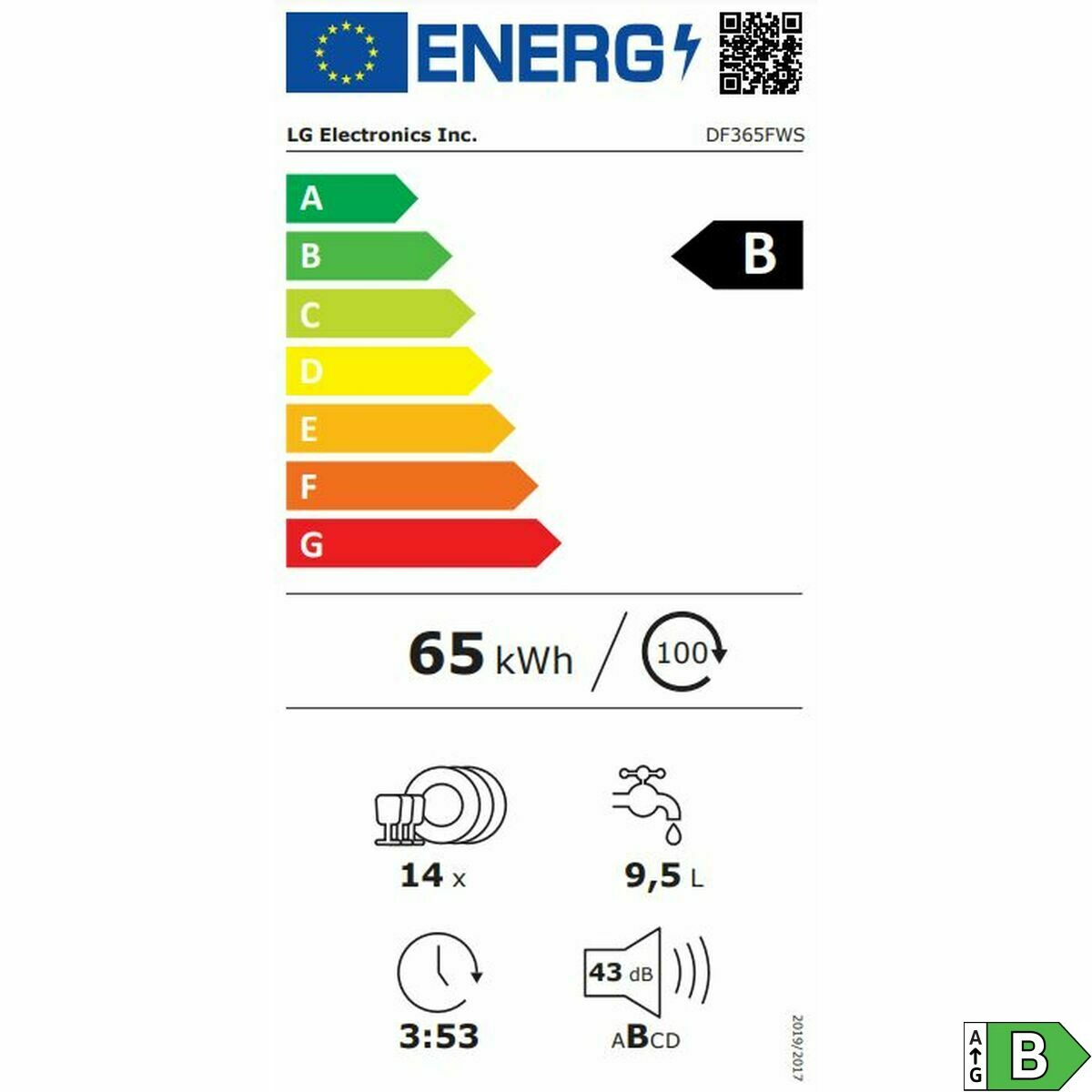 Lave-vaisselle LG DF365FWS Blanc B