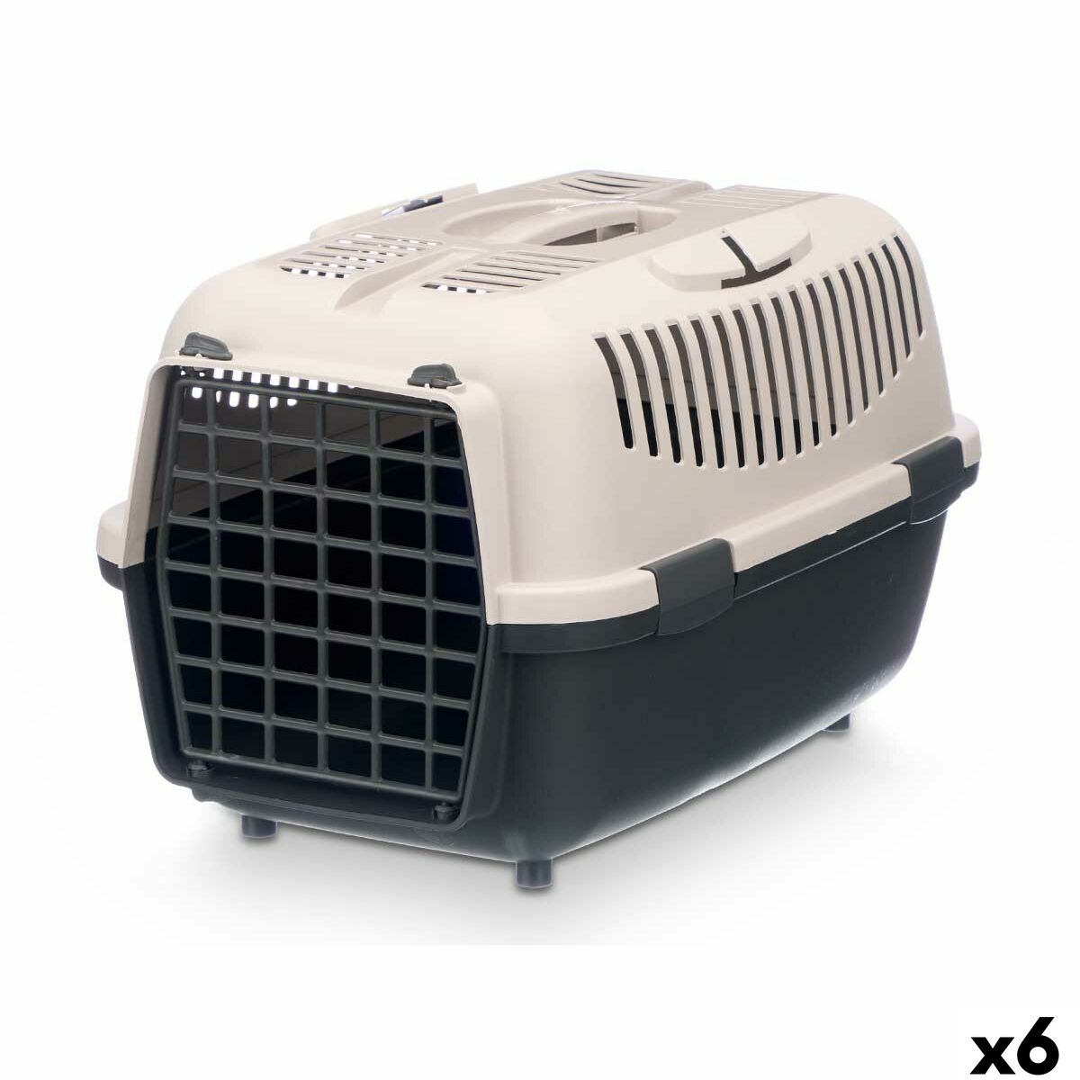 Cage de Transport Mascow Anthracite Gris clair Plastique 36 x 35 x 55 cm (6 Unités)