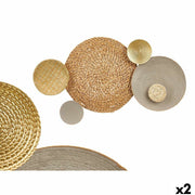 Décoration murale Gift Decor Marron Gris Métal 88,9 x 7 x 50 cm (2 Unités)