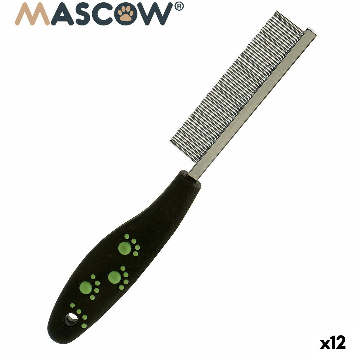 Brosse à Cheveux Mascow Noir Rouge Vert Polyester Acier 4 x 20,5 x 1,5 cm 12 Unités