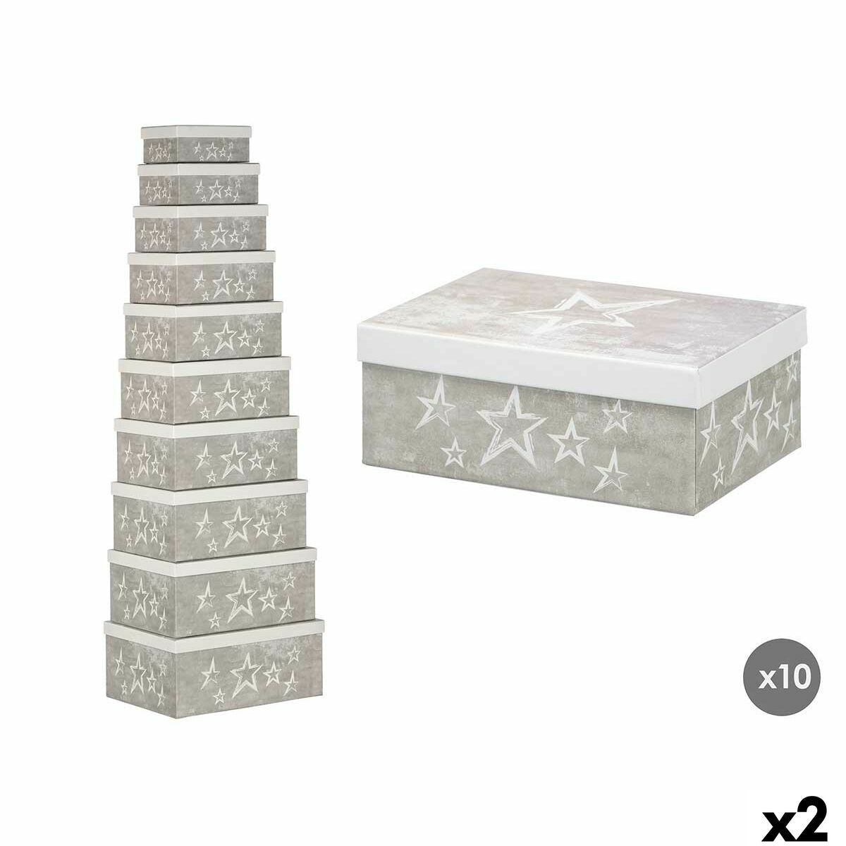 Boîte Décorative Pincello Blanc Gris Carton (2 Unités)