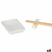 Set de sushi Kinvara Blanc Bambou Porcelaine 27,5 x 2,5 x 20,5 cm 19,5 x 2,5 x 26,5 cm (12 Pièces) (6 Unités)