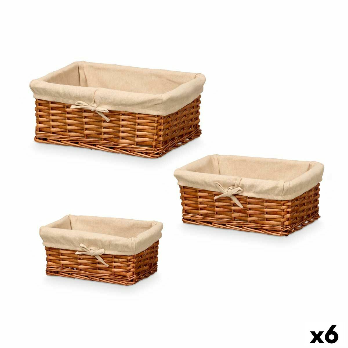 Lot de paniers Kipit Polyester osier 50 % coton 39 x 16,5 x 29 cm 3 Pièces