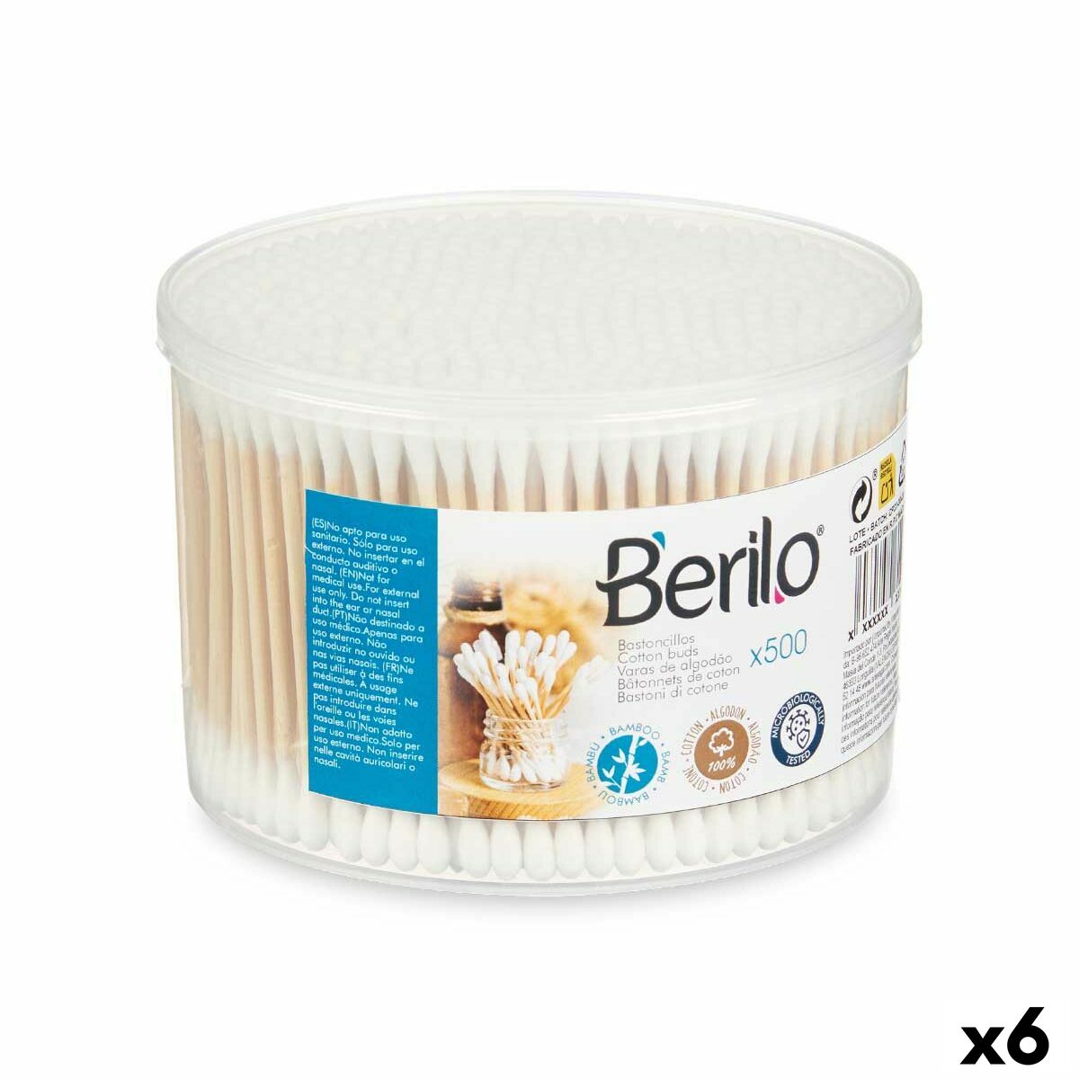 Cotons-Tiges Berilo Coton Bambou 6 Unités