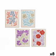 Toile Gift Decor Bleu Rouge Orange Violet Fleurs 40 x 3 x 50 cm (8 Unités)
