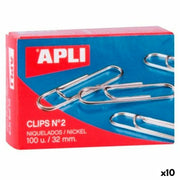 Trombones Apli Nº 2 Argenté nickel 32 mm (10 Unités)