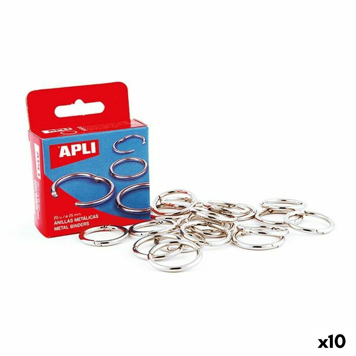 Anneaux Apli Argenté Ø 38 mm reliure (10 Unités)