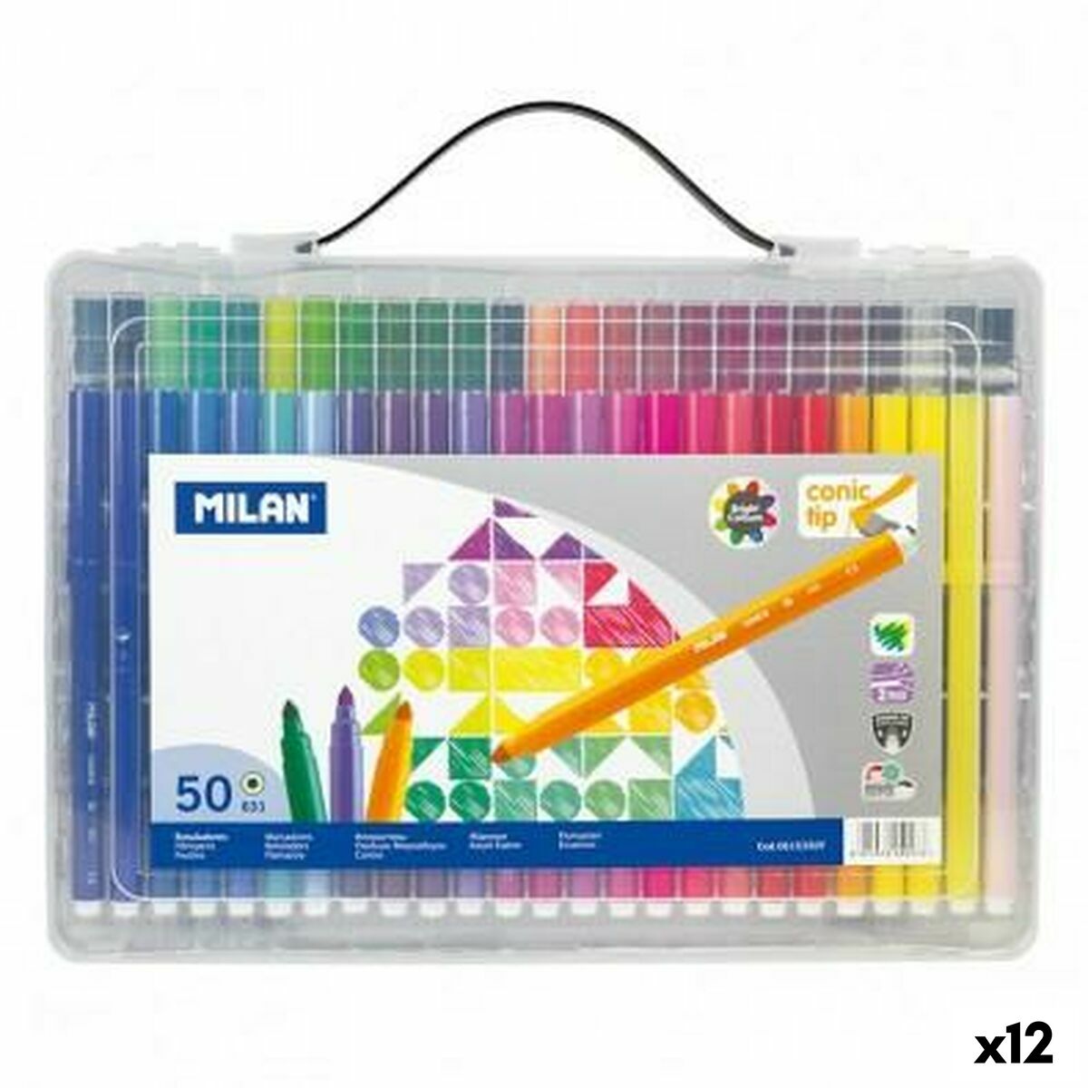 Ensemble de Marqueurs Milan Conic Multicouleur 50 Pièces (12 Unités)