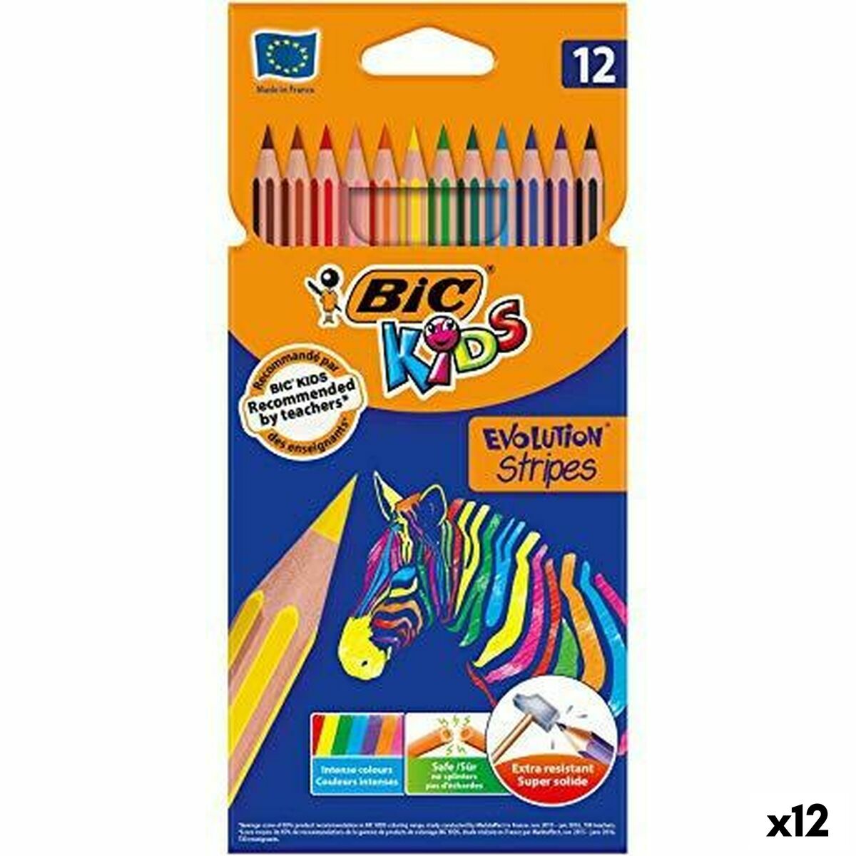 Crayons de couleur Bic KIDS EVOLUTION STRIPES Multicouleur 12 Pièces (12 Unités)
