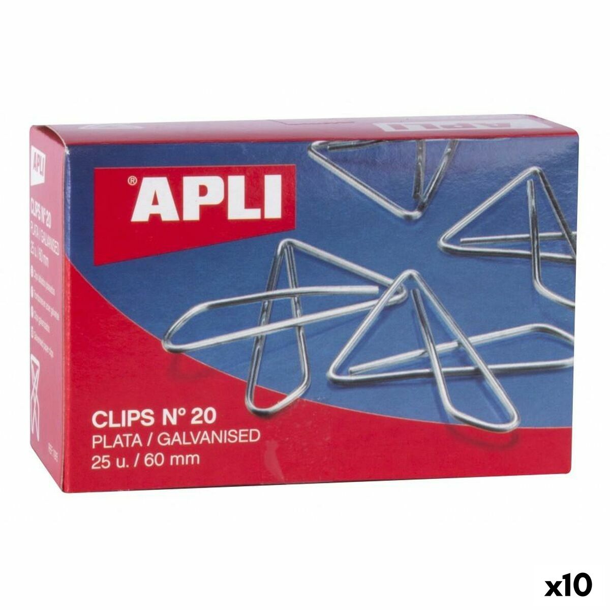 Trombones Apli MARIPOSA Nº 20 Argenté Argent 60 mm (10 Unités)