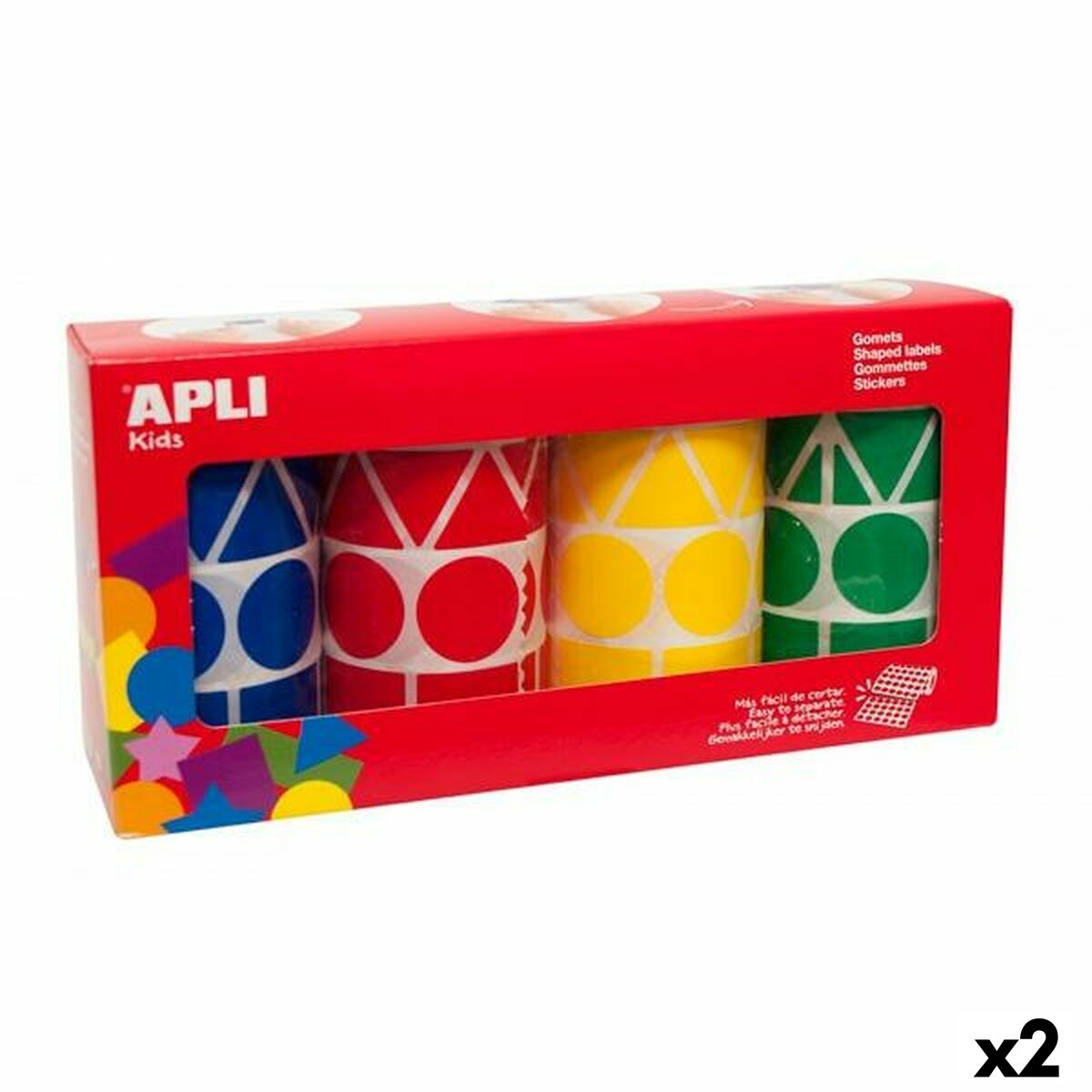 Autocollants Apli Gomets Multicouleur Géométrique 4 Pièces (2 Unités)
