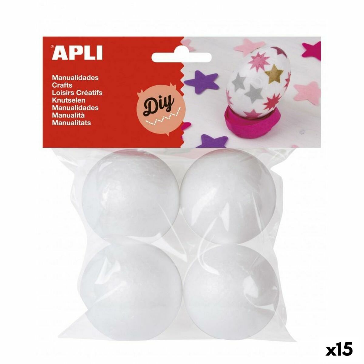 Matériaux pour travaux manuels Apli Ø 50 mm Ballon Blanc (15 Unités)