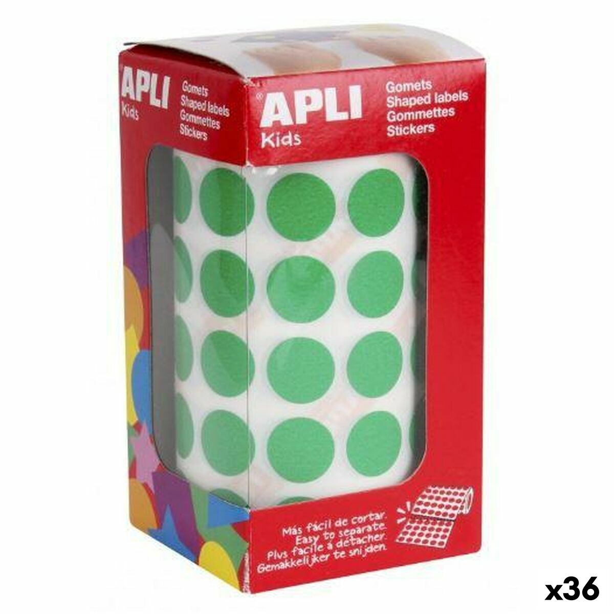 Autocollants Apli Gomets Vert Rond (36 Unités)