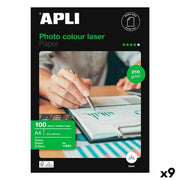 Papier Photo Glacé Apli Clour Laser A4 100 Volets (9 Unités)