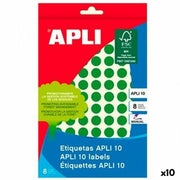 Étiquettes adhésives Apli Vert Cercle Rond 8 feuilles (10 Unités)